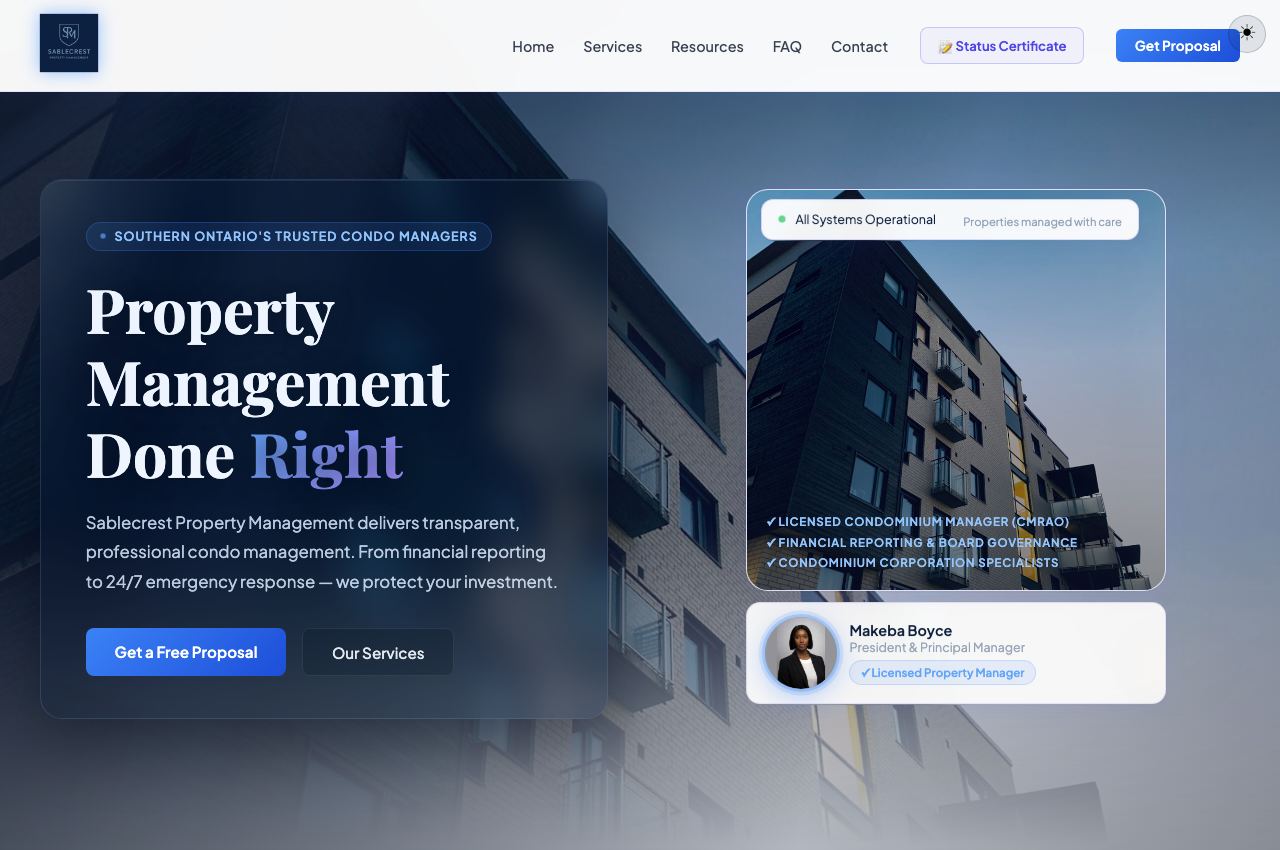 Sablecrest Property Management website